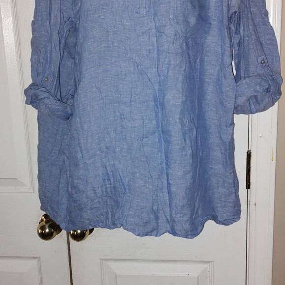 JNY Jones New York blue 100% linen tunic top  Sz 1X - Picture 2 of 5